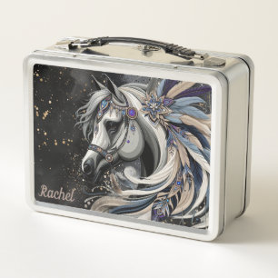 Schöne Native American Horse Metall Lunchbox