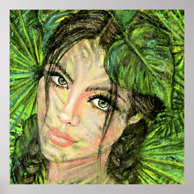 Schöne Natur Frau Kunst - Original Malerei Poster (Vorne)