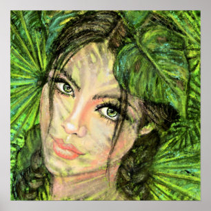Schöne Natur Frau Kunst - Originalgemälde Poster