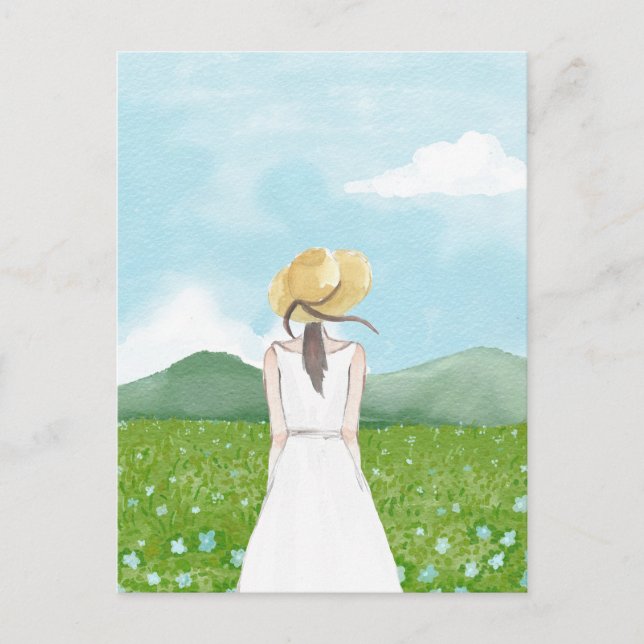 Schöne Naturlandschaft Federmädchen Postkarte (Vorderseite)