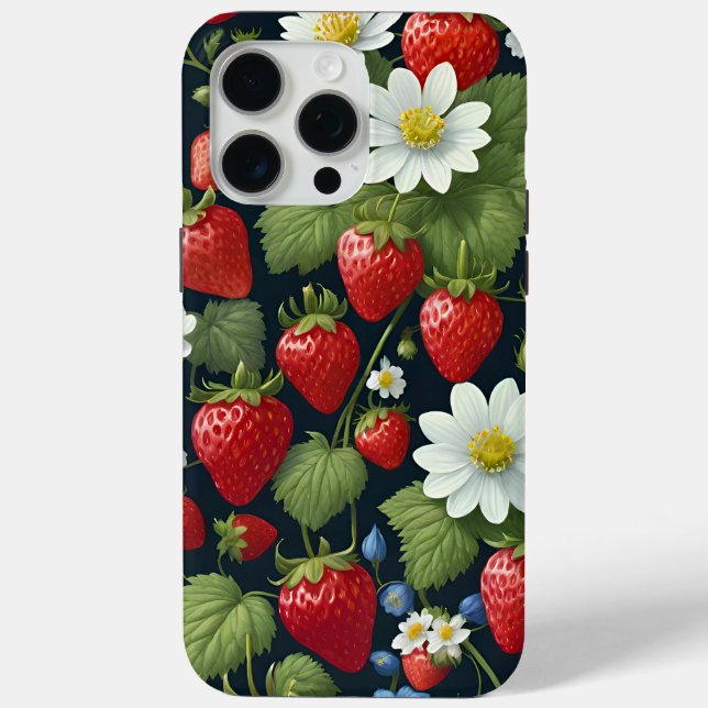 Schöne natürliche Erdbeere und Blume Muster. Case-Mate iPhone Hülle (Rückseite)