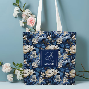 Schöne Navy Blumen Personalisierte Blumen-Tasche