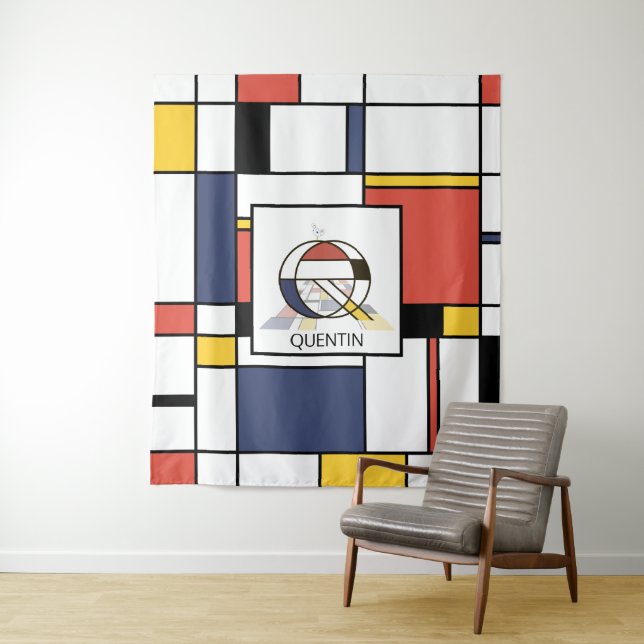 Schöne Neoplastik Art Monogram. Buchstabe Q Wandteppich (Beispiel)