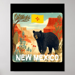 Schöne neue mexiko natur mit bär tier grafik poster