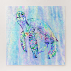 Schöne neugierige Wasserschildkröte Aquarellmalere Puzzle