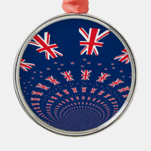 Schöne Neuseeland-Flaggen-Kunst-Druck-Design Ornament Aus Metall