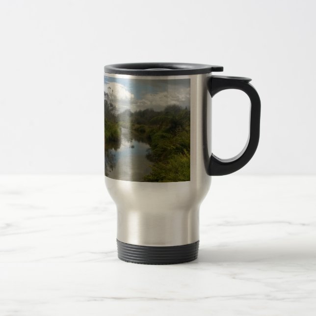 Schöne Neuseeland-Landschaft. Ruhe, reflektierend Reisebecher (Rechts)