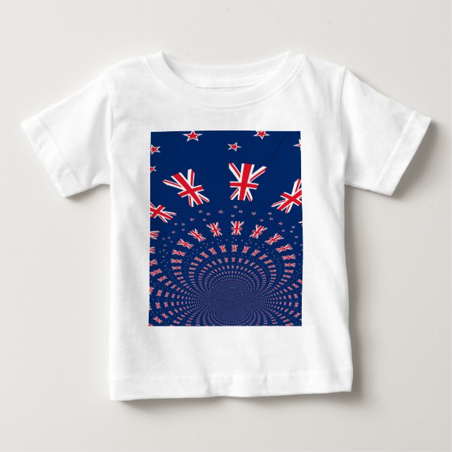 Schöne neuseeländische Flaggen Art Print Design Baby T-shirt (Vorderseite)