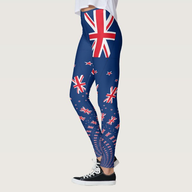 Schöne neuseeländische Flaggen Art Print Design Leggings (Links)