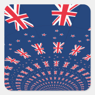 Schöne neuseeländische Flaggen Art Print Design Quadratischer Aufkleber