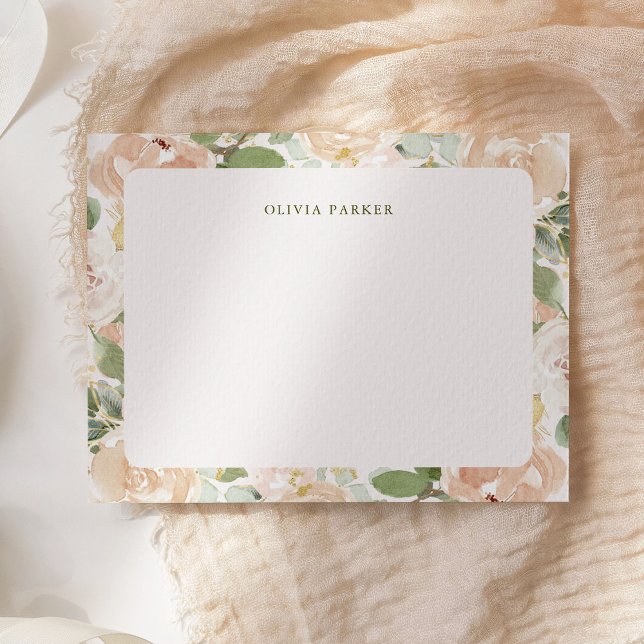 Schöne neutrale Blüte und Blütenrosa Mitteilungskarte (An elegant floral, soft blush pink note card)