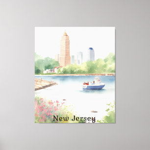 Schöne New Jersey Wasserfarben Kunst Leinwanddruck