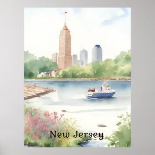 Schöne New Jersey Wasserfarben Kunst Poster