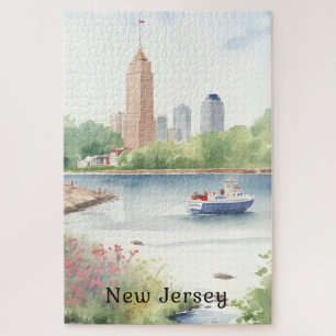 Schöne New Jersey Watercolor-Kunst Puzzle