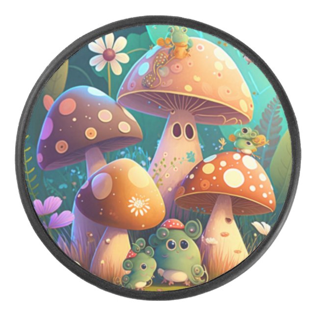 Schöne niedliche Babypilze Eishockey Puck (Vorderseite)