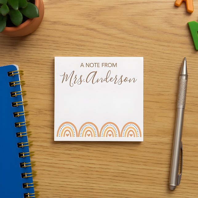 Schöne Niedliche Boho Rainbow Lehrer Wertschätzung Notizblock (Von Creator hochgeladen)