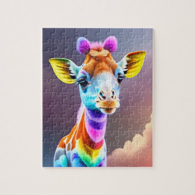 Schöne Niedliche Giraffenfarben, Regenbogenfarben Puzzle (Vertikal)
