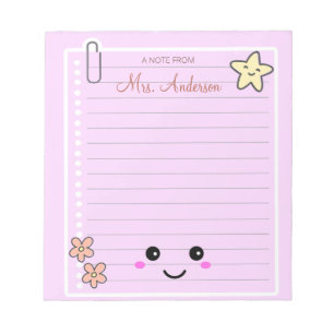 Schöne Niedliche Pink Teacher Wertschätzung Notizblock