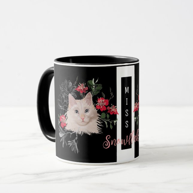 Schöne niedliche Tasse mit dem Namen Ihrer Katze (Vorderseite Links)