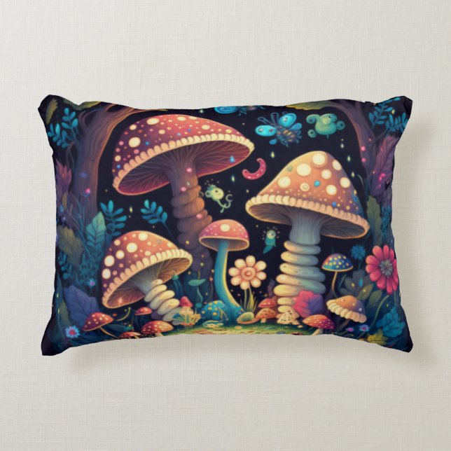Schöne niedliche Zauberpilze Dekokissen (Vorderseite)