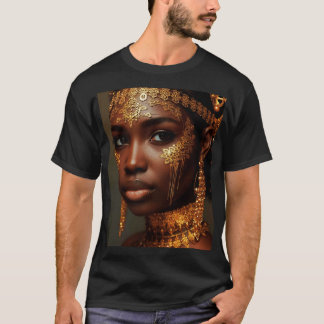 Schöne nubische Göttin in Gold T-Shirt