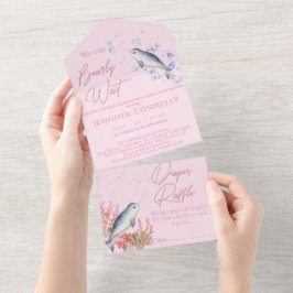 Schöne Ocean Narwhal Muscheln Bläschen Baby Dusche All In One Einladung