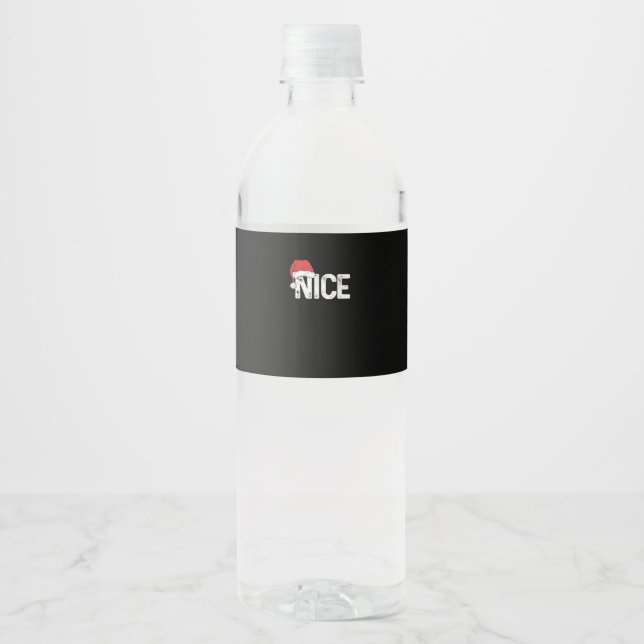 Schöne oder böse passendes Weihnachtsdesign lustig Wasserflaschenetikett (Vorderseite)