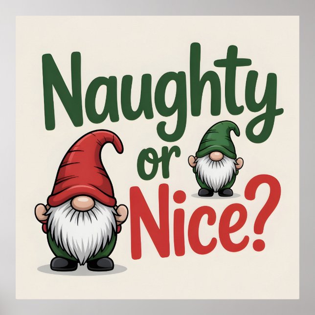 Schöne oder Böse Weihnachtsgrafik: Süße Gnome Poster (Vorne)