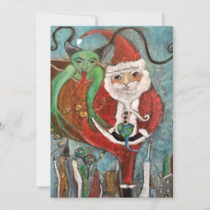 Schöne oder schlechte Santa und Krampus Kunst Weih Feiertagskarte