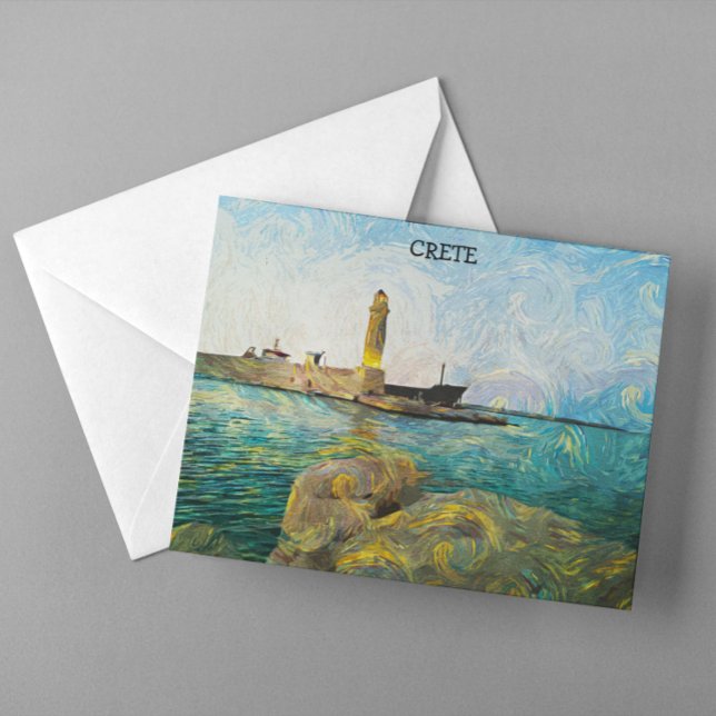 Schöne Ölfarbe Kreta Griechenland Postkarte (Beautiful Crete Greece Oil Paint Postcard)