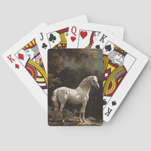 Schöne Ölmalerei Weißes Pferd Vintage Spielkarten