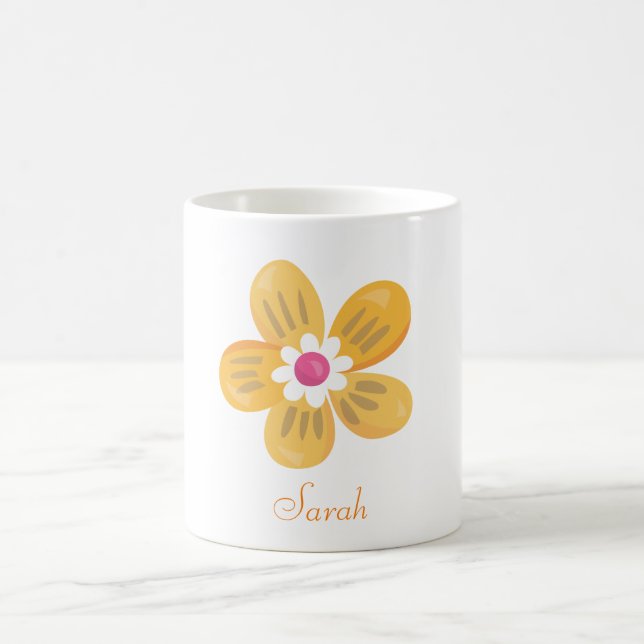 Schöne Orange Blume Tasse (Mittel)