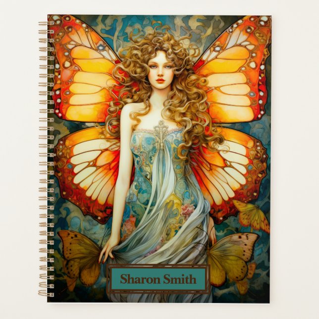 Schöne Orange Butterfly Lady personalize Planer (Vorderseite)
