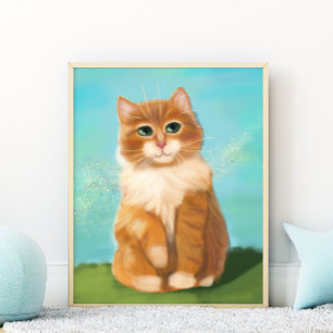 Schöne Orange Cat Baby and Kids's Kinderzimmer Dek Poster