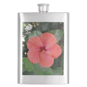 Schöne Orange Hibiskus Blume Flasche Flachmann