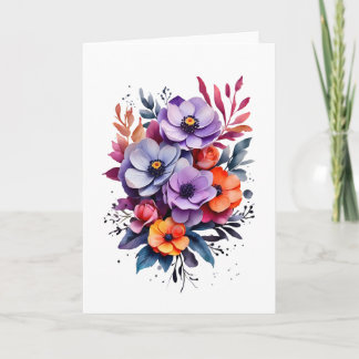Schöne Orange Lila Blaue Blumen Leer Karte