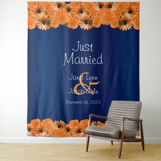 Schöne Orange Rose und Navy Blue Wandteppich (Beispiel)