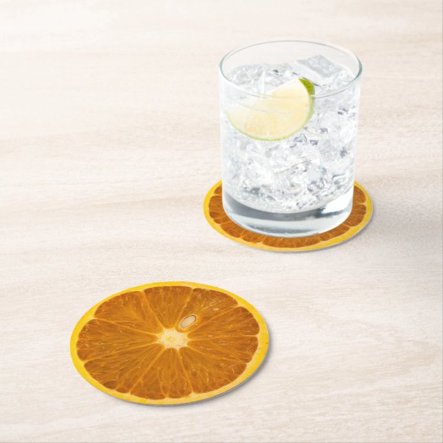 SCHÖNE ORANGE SLICE RUNDER PAPPUNTERSETZER (Vor Ort)