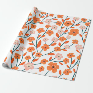 Schöne orange und pastellfarbene Blume nahtlos Geschenkpapier