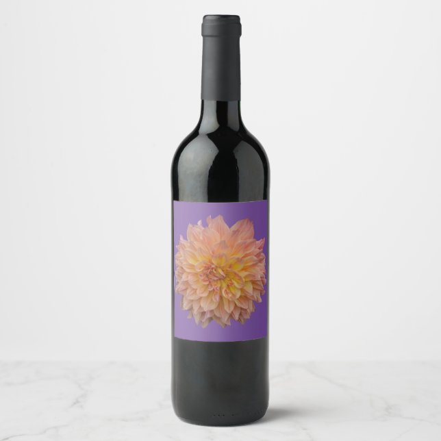 Schöne Orangendahlie Weinetikett (Vorderseite)