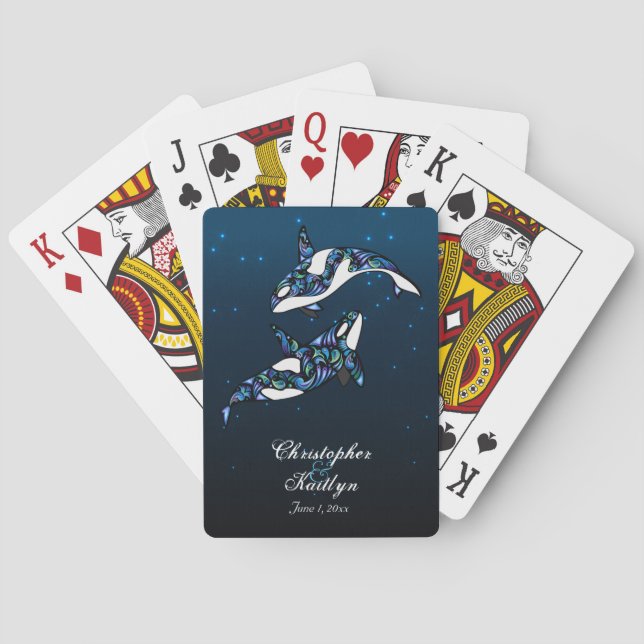 Schöne Orca Whales Wedding Playing Cards Spielkarten (Rückseite)