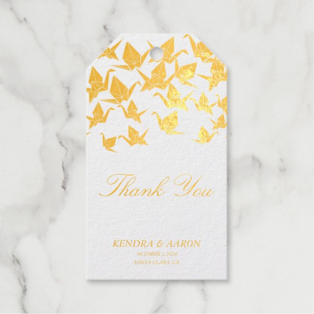 Schöne Origami Paper Crane Vielen Dank Geschenkanhänger (Vorderseite)