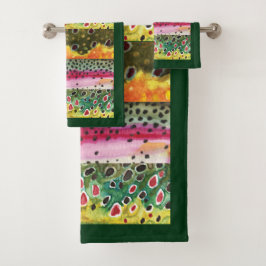 Schöne originale 3 Forellenhaut Badhandtuch Set