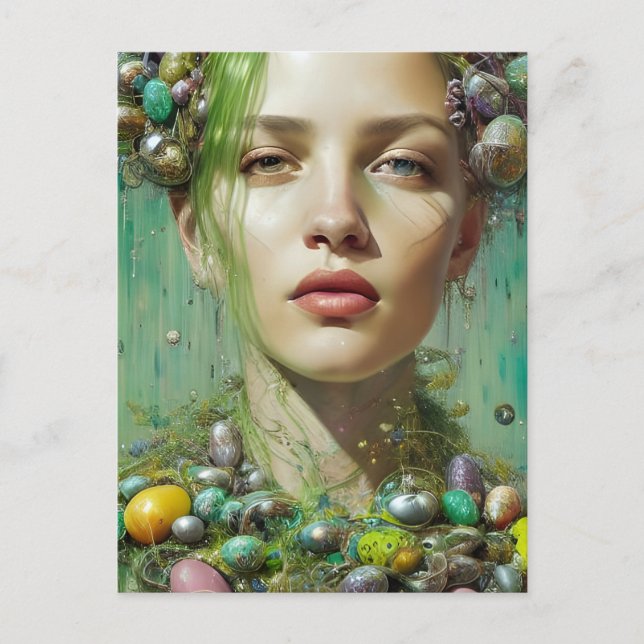 Schöne Ostergöttin Postkarte (Vorderseite)
