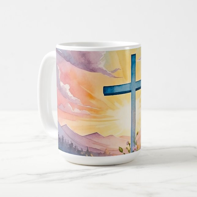 Schöne Ostern-Aquarell-Kunst Kaffeetasse (Vorderseite Links)