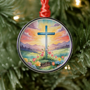 Schöne Ostern-Aquarell-Kunst Ornament Aus Metall