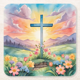 Schöne Ostern Aquarell-Kunst Rechteckiger Pappuntersetzer