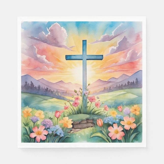 Schöne Ostern-Aquarell-Kunst Serviette (Vorderseite)