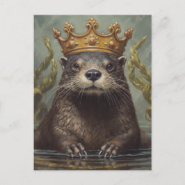 Schöne Otter in einer Krone Postkarte