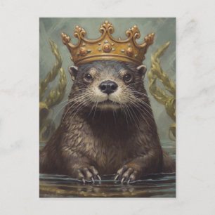 Schöne Otter in einer Krone Postkarte